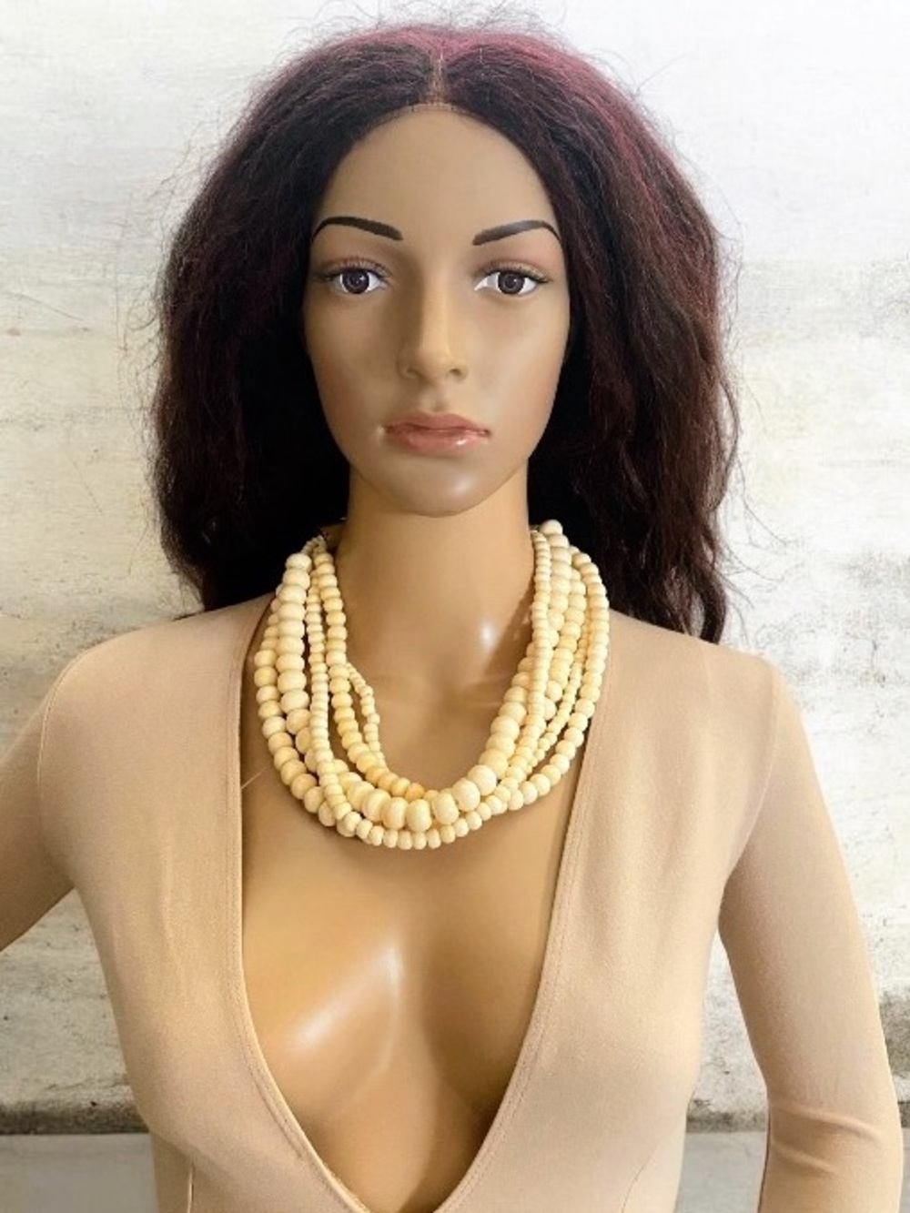 VTG Gerda Lynggaard MONIES 5 strand bone & horn beaded necklace(Unsigned)